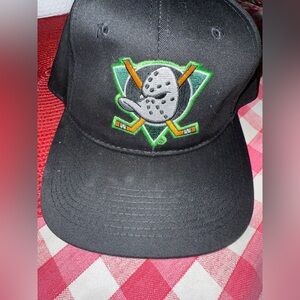 Vintage Disney Black Mighty Ducks Hat with Logo and  Die Hard Duck on back